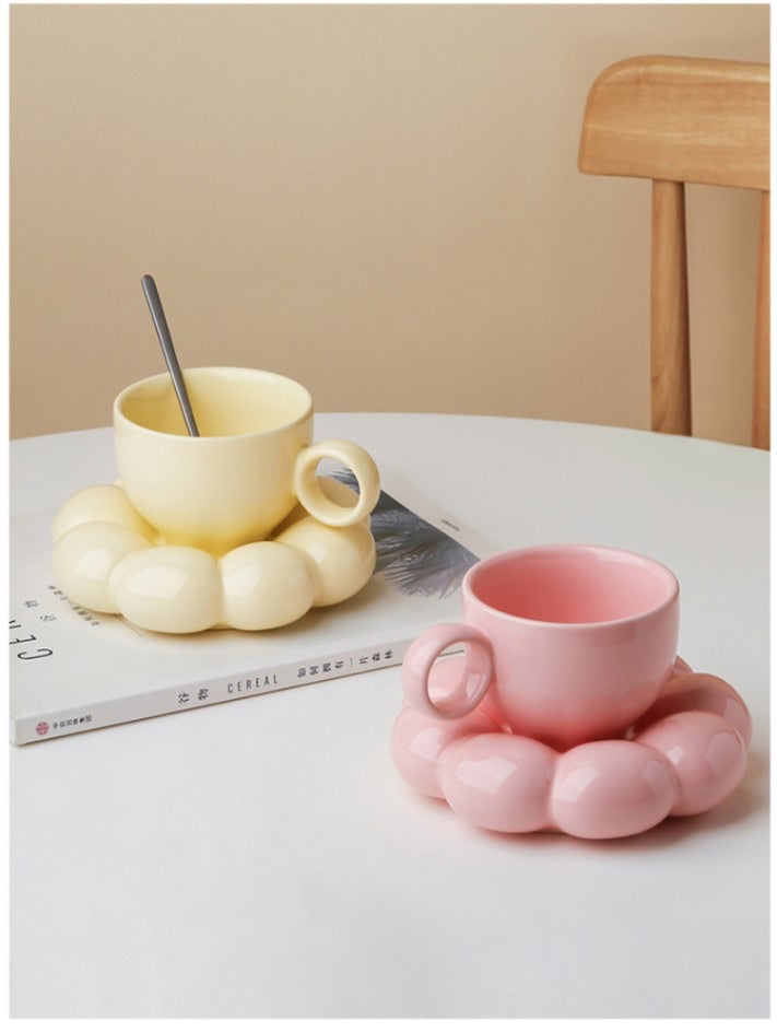 Cloud Sip Cup & Saucer - Sunflower Set ( Blush Pink )