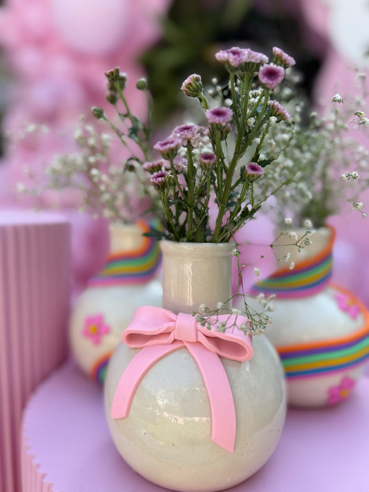 Decorative Bow Vase - Pink