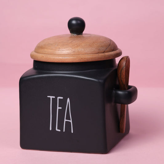 Matte Black Tea, Coffee & Sugar Canister Set ( Set of 3 )