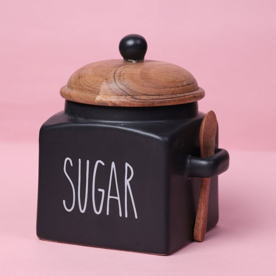 Matte Black Tea, Coffee & Sugar Canister Set ( Set of 3 )