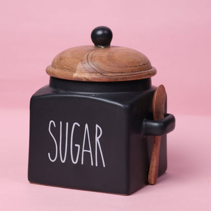 Matte Black Tea, Coffee & Sugar Canister Set ( Set of 3 )