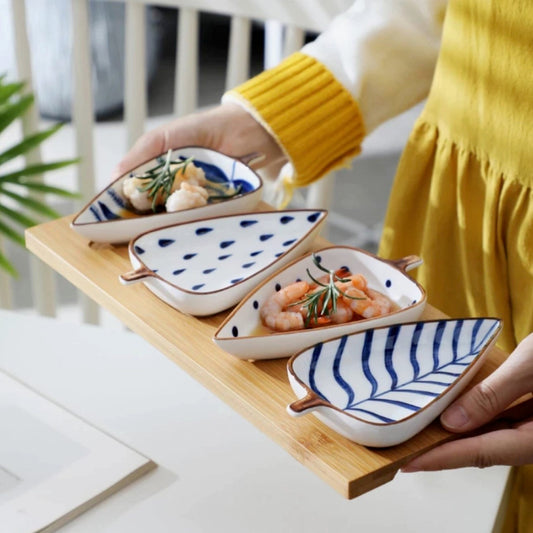 Nordic Leaf Serving Platter (Set of 4 with Wooden Plate)