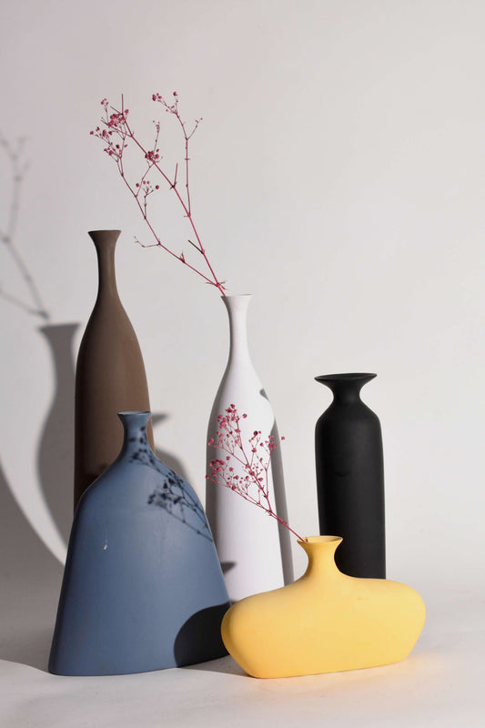 Premium Ristic Matte Finish Vases ( Set of 5)
