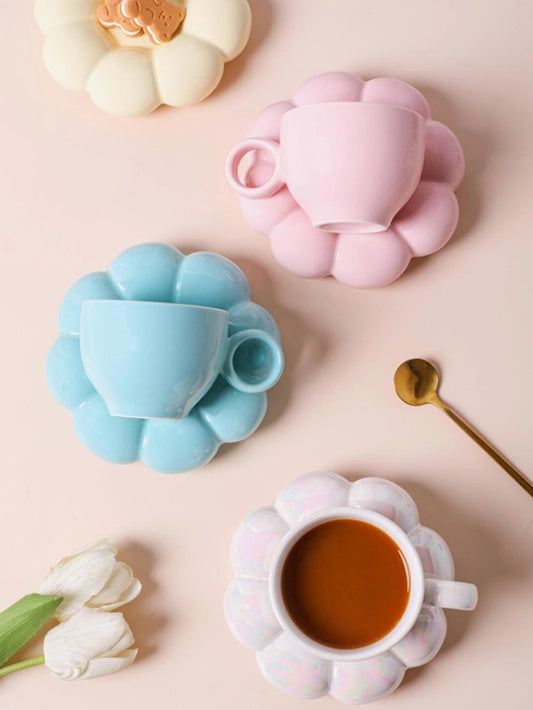 Cloud Sip Cup & Saucer - Sunflower Set ( Blush Pink )